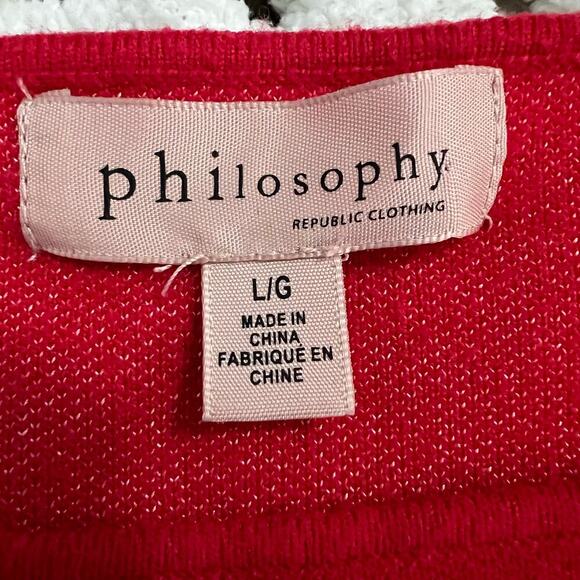 Philosophy Red Pink Hearts Long Sleeve Crew Neck Sweater Size Large - Picture 7 of 8